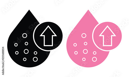 Cholesterol icons. Cholesterol vector icon with up arrow symbol for graphics design. Simple solid style art design. Glyph vector illustration cholesterol isolated on white background.
