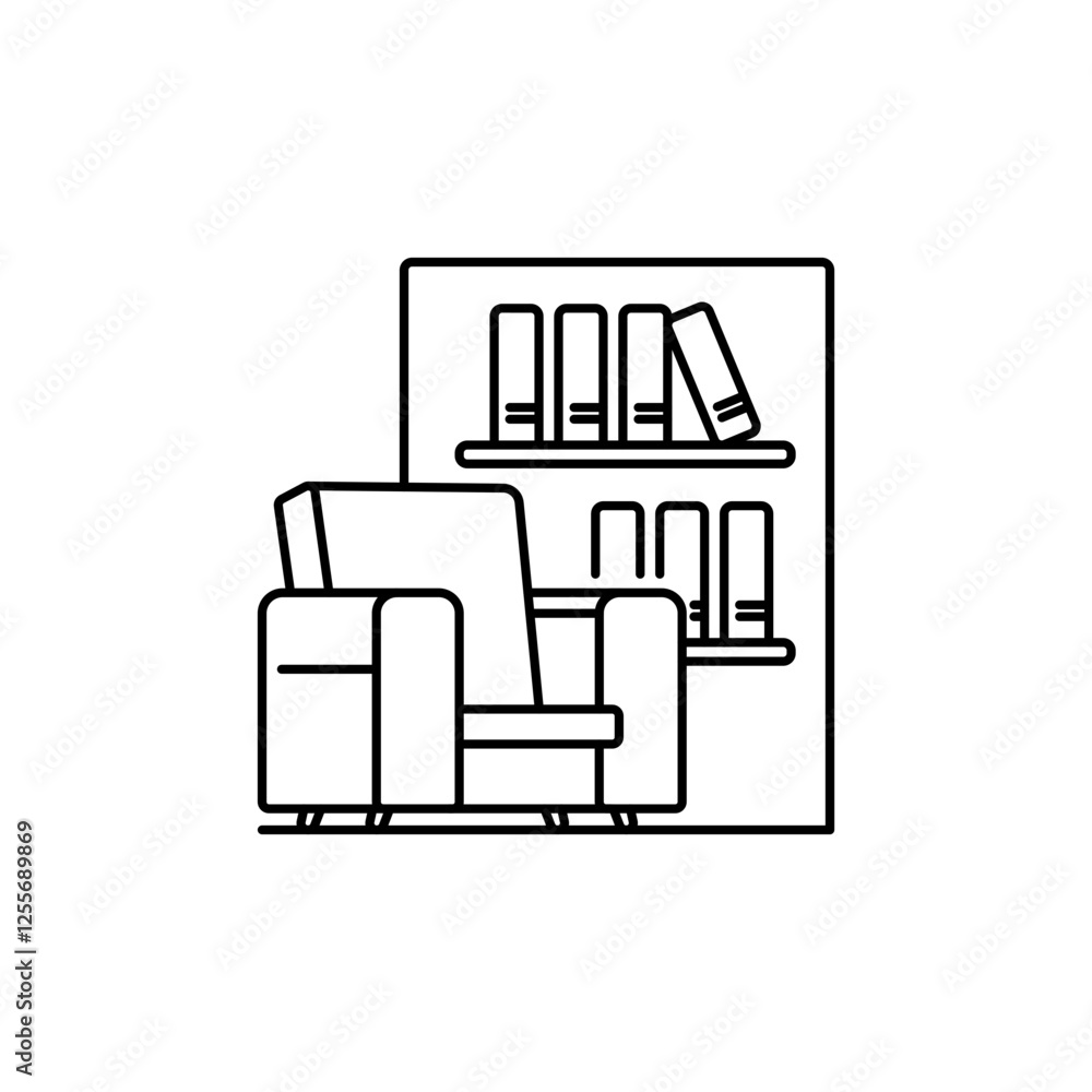 Library Chair Icon Outline Vector Library Chair Icon Outline Vector