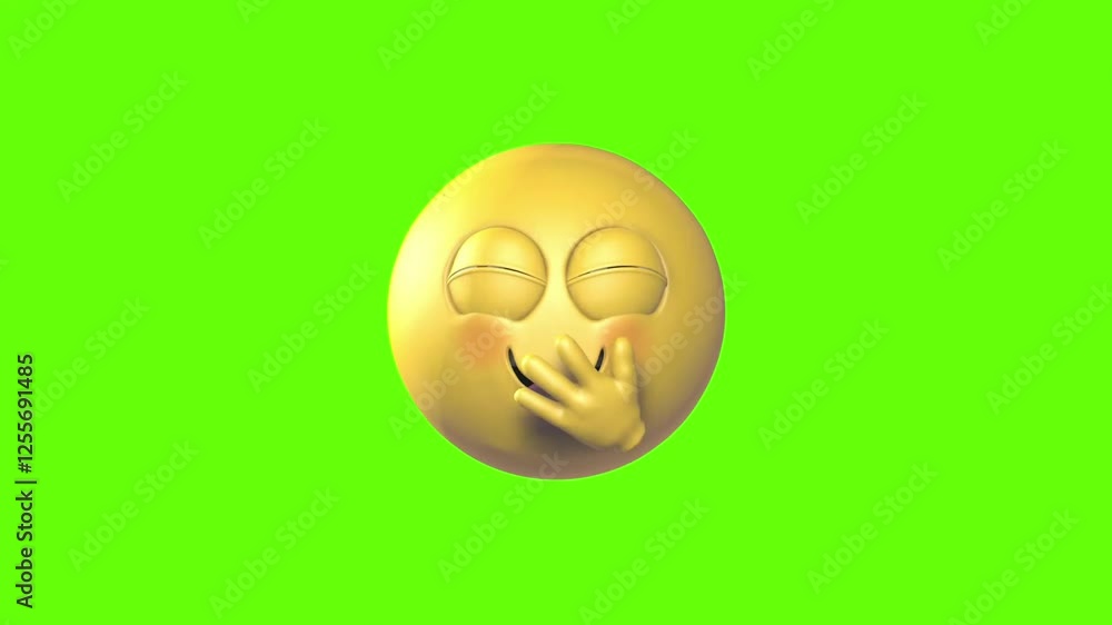 3d shy smile face emoji with blushing expression loop animation on green screen background 3d shy smile face emoji with blushing expression loop animation on green screen background