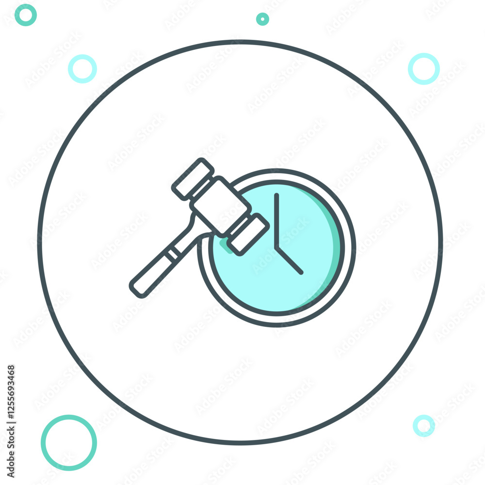 Line Auction hammer icon isolated on white background. Gavel - hammer of judge or auctioneer. Bidding process, deal done. Auction bidding. Colorful outline concept. Vector Line Auction hammer icon isolated on white background. Gavel - hammer of judge or auctioneer. Bidding process, deal done. Auction bidding. Colorful outline concept. Vector
