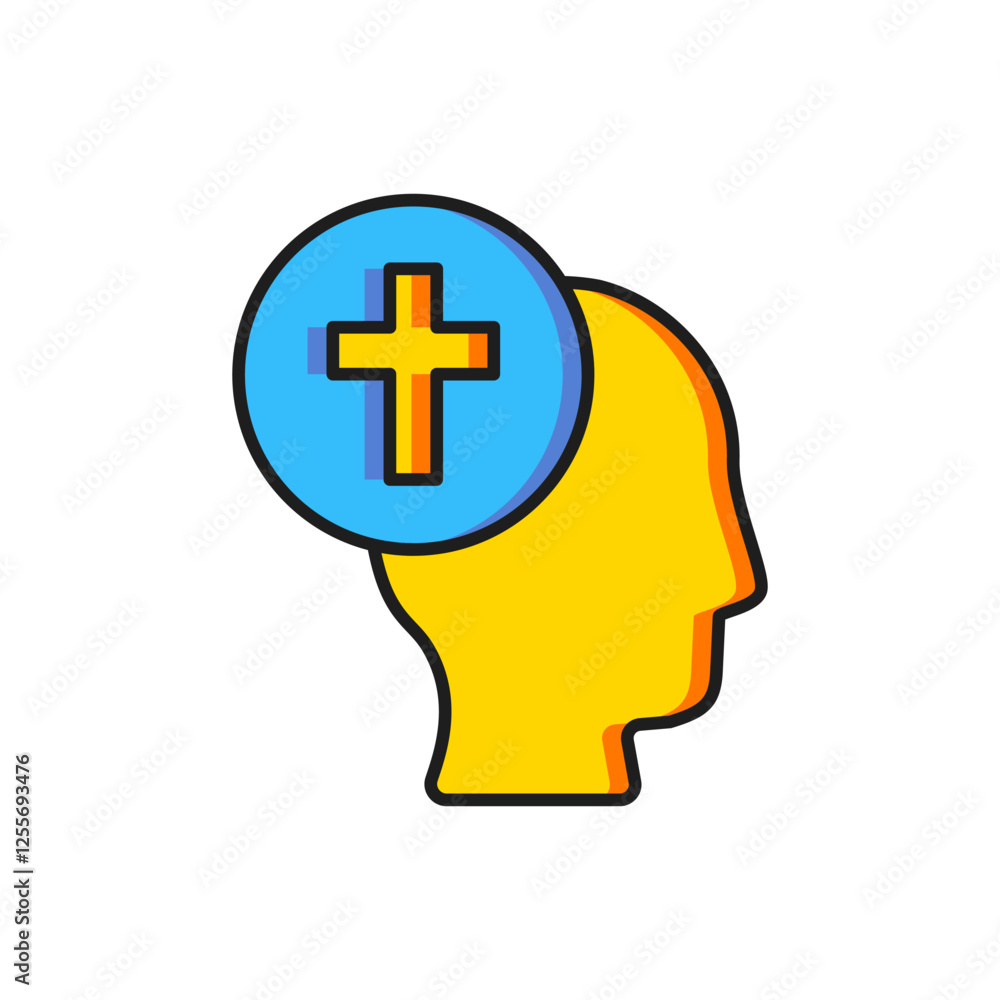 Color Priest icon isolated on white background. Flat filled outline style with shadow. Vector Color Priest icon isolated on white background. Flat filled outline style with shadow. Vector