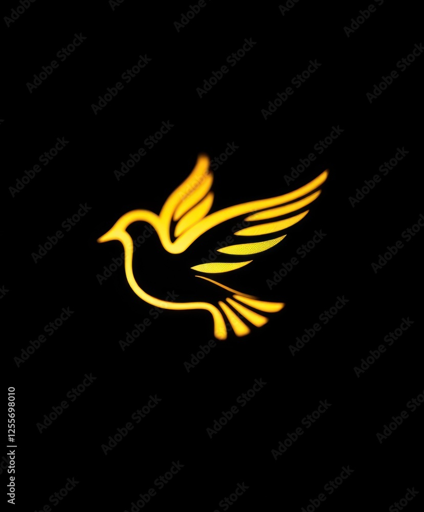 Fototapeta premium Golden dove signifies the Holy Spirit, embodying peace and spiritual strength during key Christian celebrations like Maundy Thursday and Palm Sunday