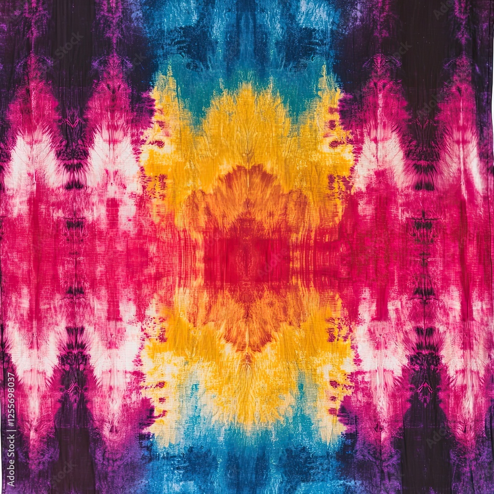 Fototapeta premium Abstract textured spiral folded rainbow colorful tie dye textured background. Colorful tie dye pattern abstract background.