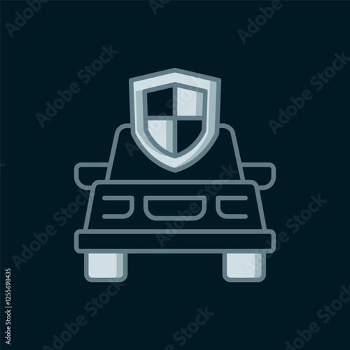 Line Car insurance icon isolated on black background. Insurance concept. Security, safety, protection, protect concept. Flat filled outline style with shadow. Vector