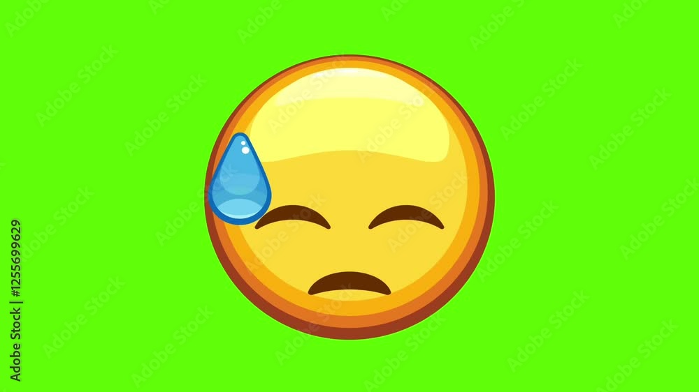 Downcast face emoji animation on green screen sad expression motion graphic isolated transparent background Downcast face emoji animation on green screen sad expression motion graphic isolated transparent background