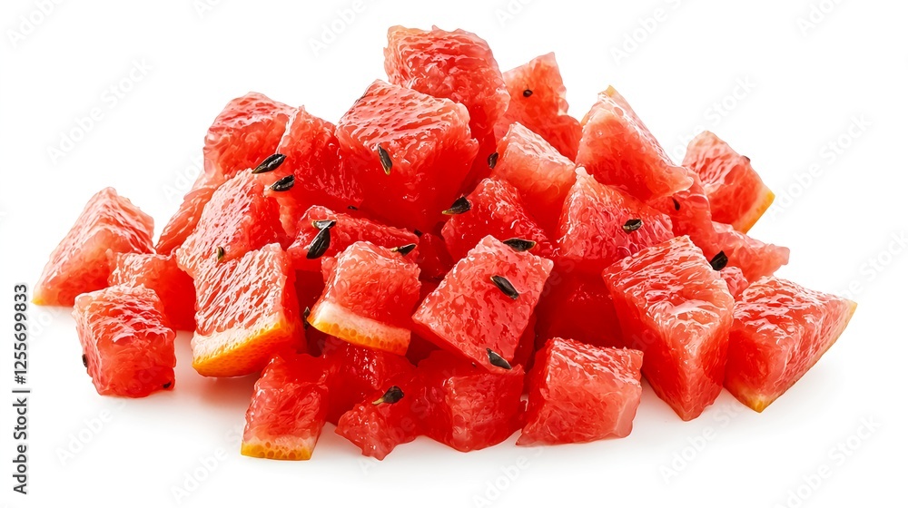 Freshly Cut Watermelon Chunks on a White Background Freshly Cut Watermelon Chunks on a White Background