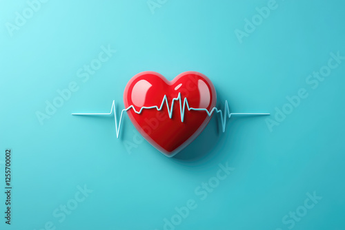 Visualizing heartbeat rhythm ecg line and heart symbol illustration for medical and health content in digital design