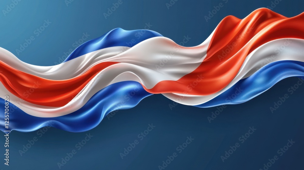 Fototapeta premium Abstract Flowing Costa Rican Flag Design: A Celebration of National Pride and Patriotism