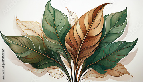 a green and brown leafy plant with a white background the leaves are on the plant