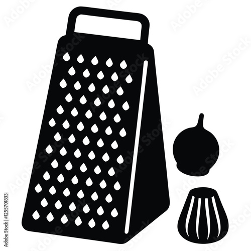 Cheese Grater Vector Illustration – Kitchen Utensil Silhouette for Food Design