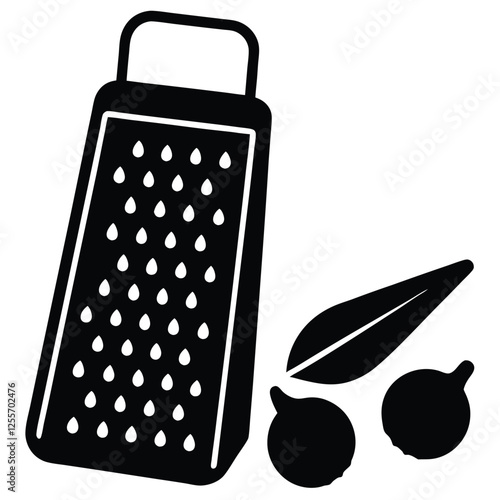 Cheese Grater Vector Illustration – Kitchen Utensil Silhouette for Food Design