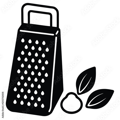 Cheese Grater Vector Illustration – Kitchen Utensil Silhouette for Food Design