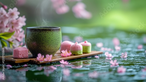 Tea time under cherry blossom trees