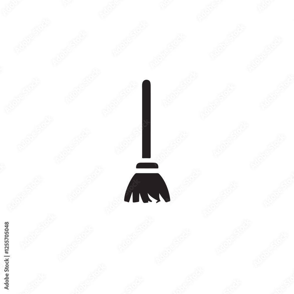 Broom icon silhouette vector image Broom icon silhouette vector image