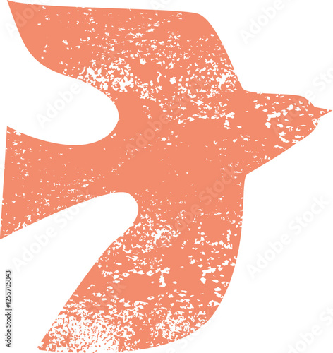 Abstract hand-drawn abstract bird print in grunge linocut style