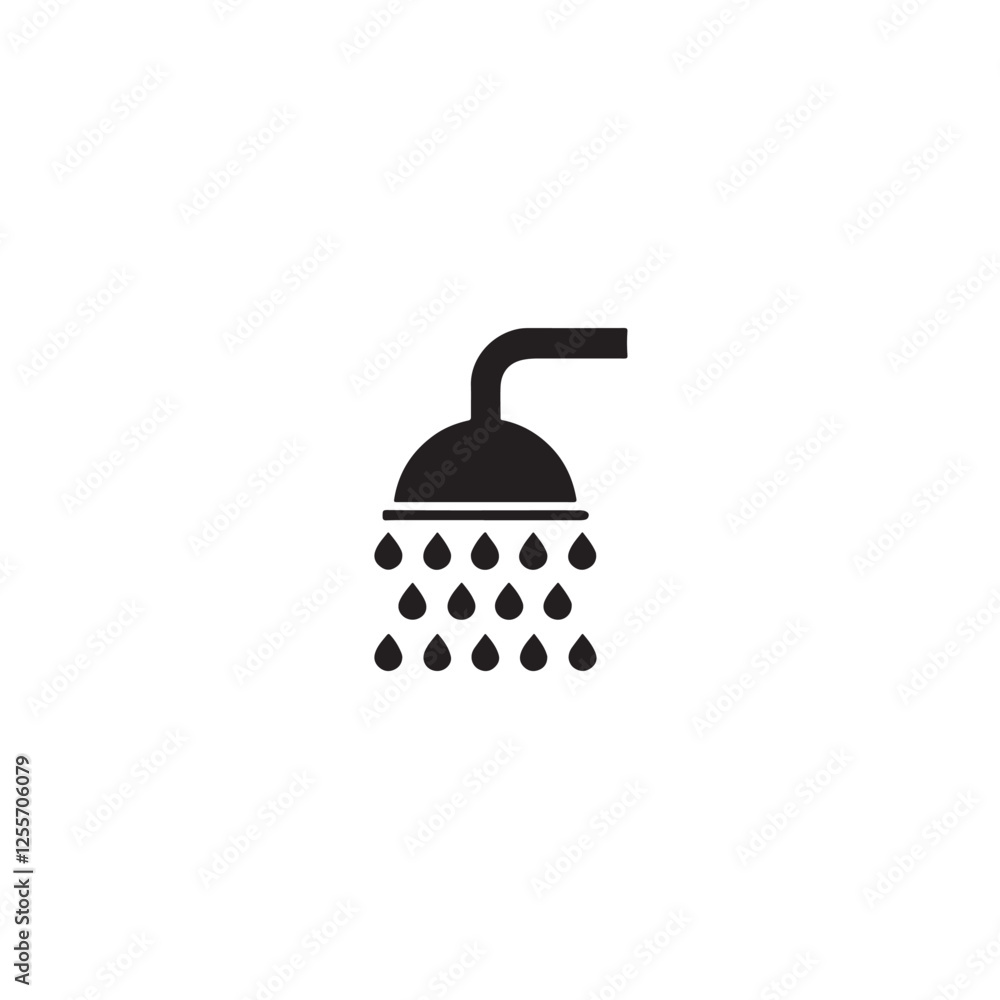 shower douche with water drops symbol icon shower douche with water drops symbol icon
