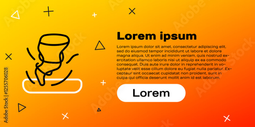 Line Tornado icon isolated on yellow background. Cyclone, whirlwind, storm funnel, hurricane wind or twister weather icon. Colorful outline concept. Vector