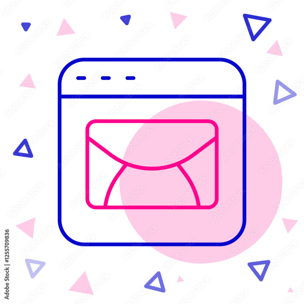 Line Mail and e-mail icon isolated on white background. Envelope symbol e-mail. Email message sign. Colorful outline concept. Vector Line Mail and e-mail icon isolated on white background. Envelope symbol e-mail. Email message sign. Colorful outline concept. Vector