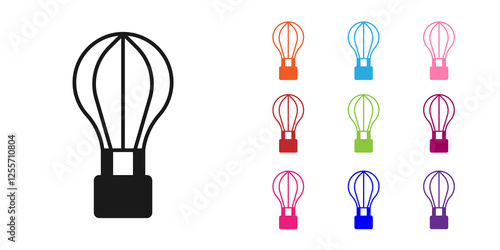Black Hot air balloon icon isolated on white background. Air transport for travel. Set icons colorful. Vector