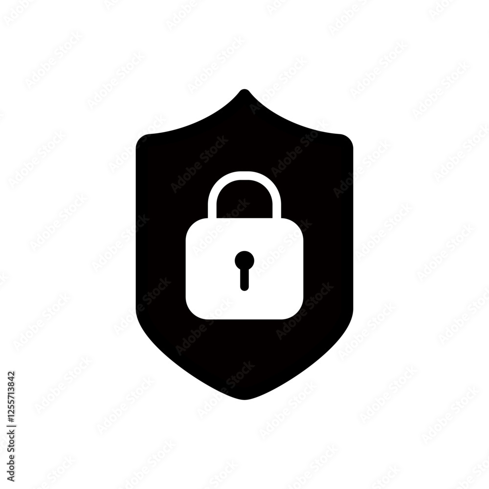 padlock icon with shield, simple flat style, illustration, logo sign symbol pictogram template, for ui or ux isolated on white for mobile app, editable padlock icon with shield, simple flat style, illustration, logo sign symbol pictogram template, for ui or ux isolated on white for mobile app, editable