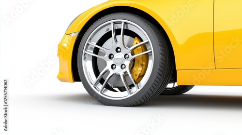 Yellow Sports Car Wheel & Tire Closeup