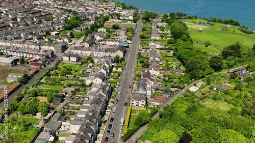 Aerial view of Residential homes and Business in Larne Town Co Antrim Northern Ireland photo