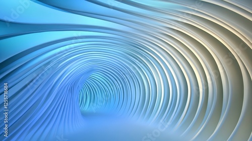 Fototapeta Naklejka Na Ścianę i Meble -  Abstract tunnel effect, light blue and gray, swirling lines, pixelated design, futuristic, 3D,  tunnel effect, soft lighting,  tunnel,  interior, 