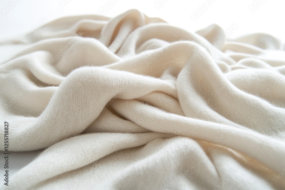 A close-up view of a white blanket lying flat on a table A close-up view of a white blanket lying flat on a table