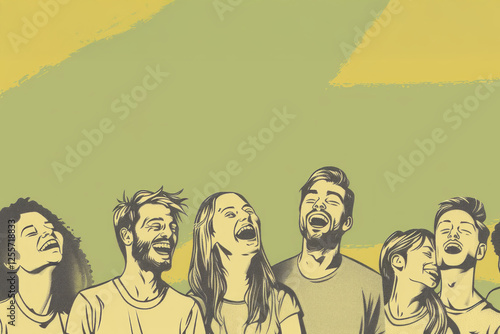 Poster with a place for the text: laughing people