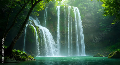 waterfall in the forest © Mohamed Elkrany 