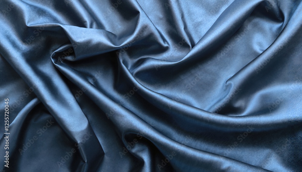 Fototapeta premium smooth, luxurious, dark blue satin fabric with gentle folds, creating a soft, elegant texture.