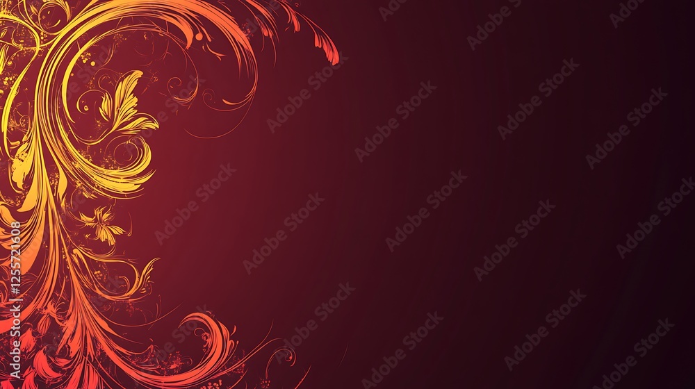 Abstract Floral Design With Red And Orange Swirls Abstract Floral Design With Red And Orange Swirls