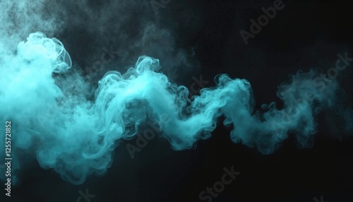 swirling, ethereal blue smoke against a dark background, creating a mystical and otherworldly atmosphere.