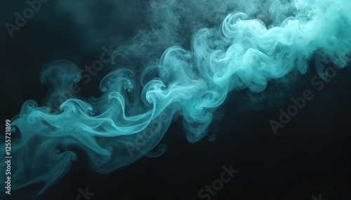swirling, ethereal blue smoke against a dark background, creating a mystical and otherworldly atmosphere.