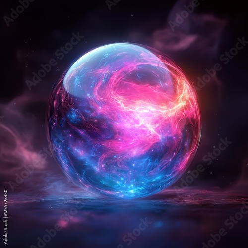 Cosmic energy sphere digital realm abstract art ethereal environment close-up view vibrant concept