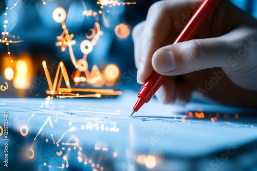 A faculty member grading student assignments with a red pen and detailed notes