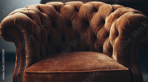 A close-up shot of a brown chair against a black background