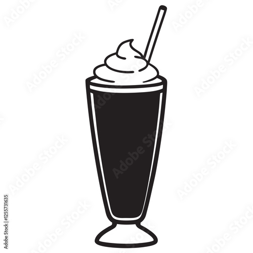 Thick and creamy vanilla milkshake in a glass with whipped cream