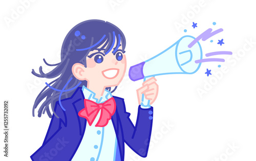 メガホンを持つ女子学生
