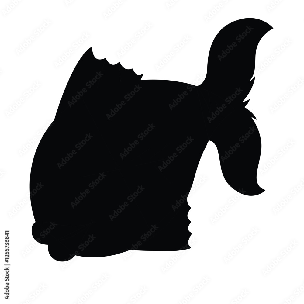 Cute cartoon hand drawn vector fish icon silhouette.