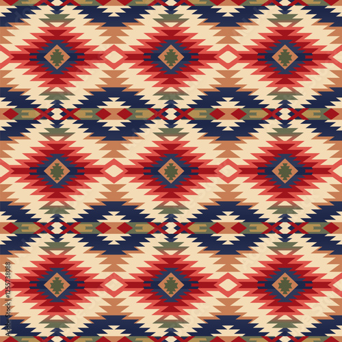 Native American Southwest, Aztec, Navajo seamless pattern. Folk art. Ethnic background, print, blanket, fabric, cover, textile, rug.