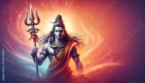 Happy maha shivratri Lord shiva portrait design poster background