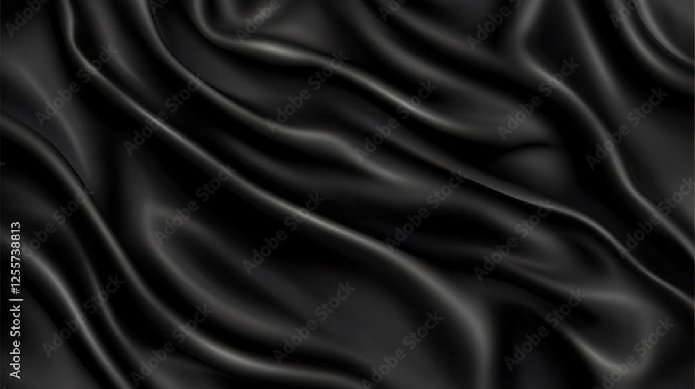 Black silk fabric, draped, background texture Black silk fabric, draped, background texture