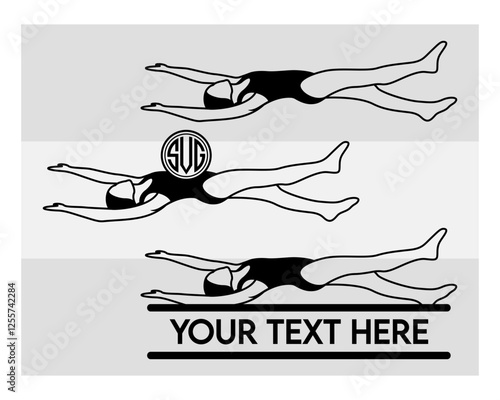 Swimming Monogram SVG Silhouette Bundle, Swimming Silhouette, Swimmer Svg, Sports Svg, Girl Swimming Svg, Beach Pool Silhouette svg, Swim Png, Waves Svg, Vector Swimming svg, Swimming Png, Cut Files