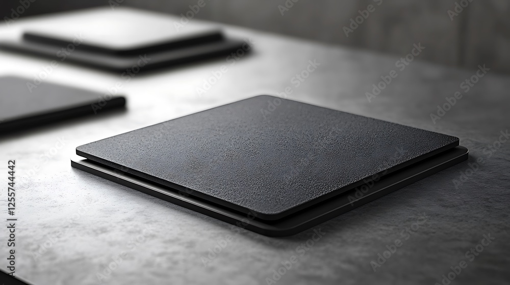 Black square product display, concrete Black square product display, concrete