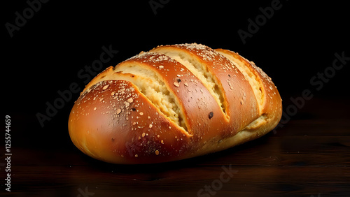 Pane su tavola di legno - fondo nero photo