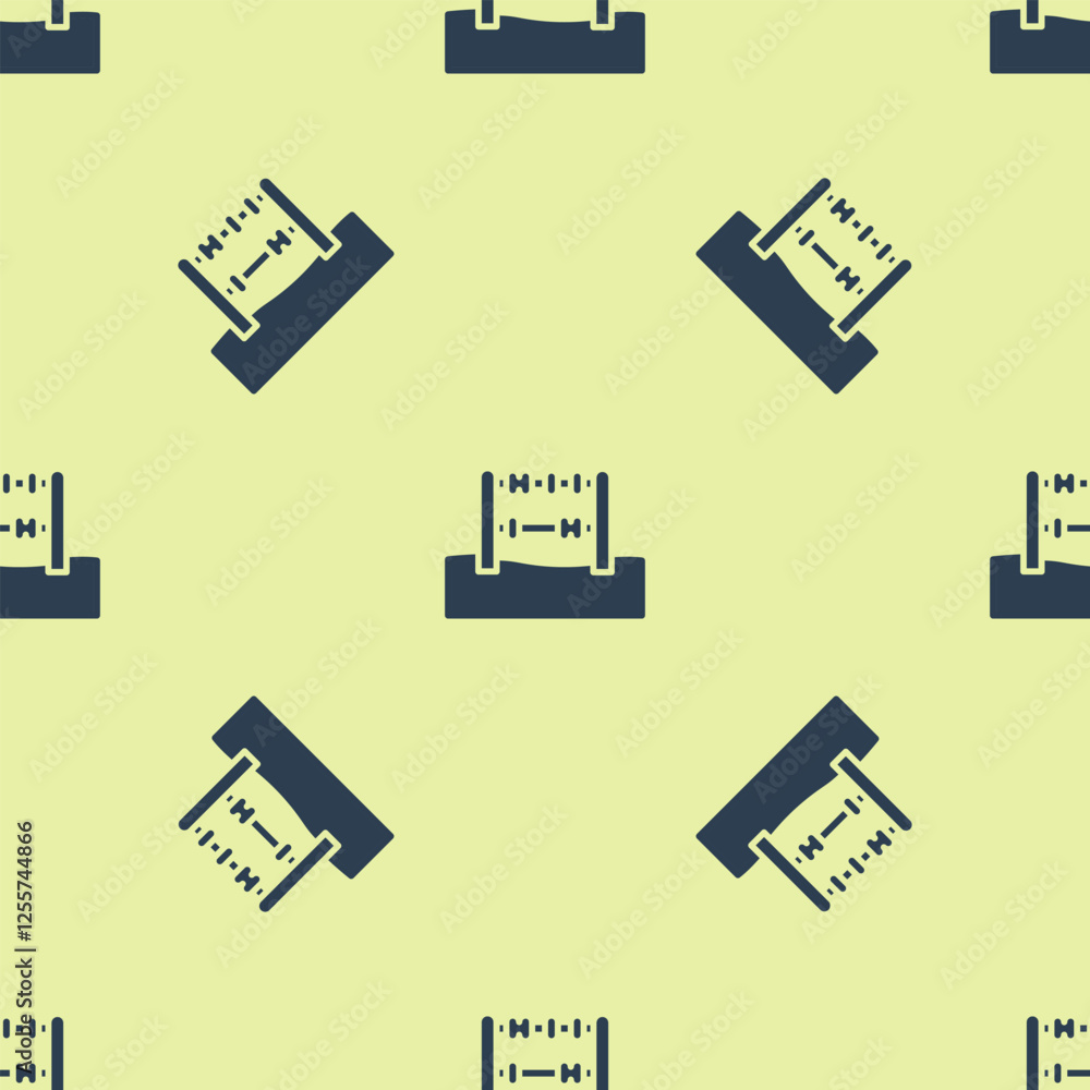 Fototapeta premium Blue Abacus icon isolated seamless pattern on yellow background. Traditional counting frame. Education sign. Mathematics school. Vector