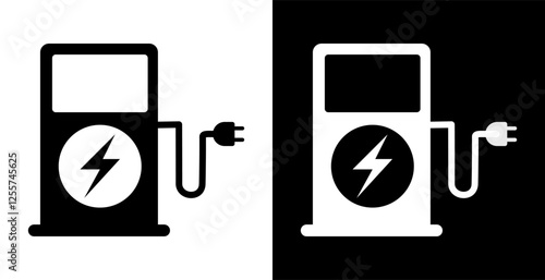 Electric fuel pump station icon on white background. photo