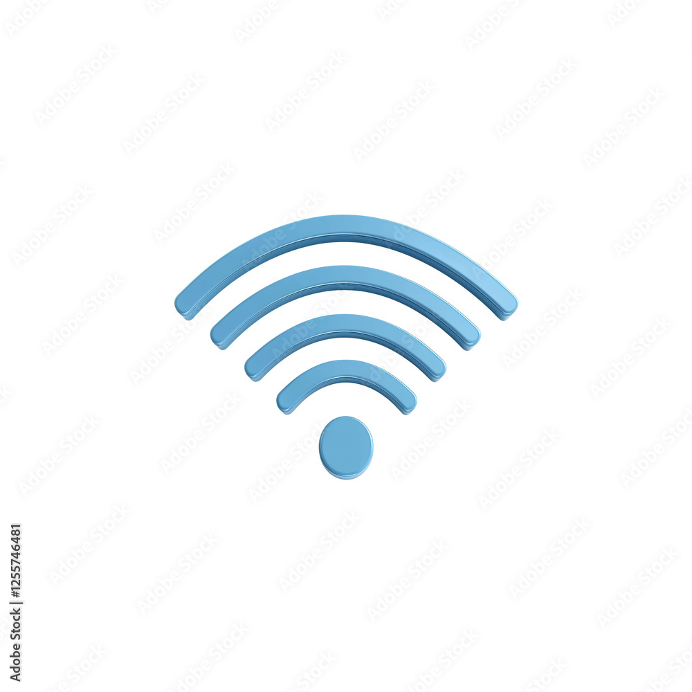 Blue Wireless Signal Icon with Curved Lines Depicting Connectivity Blue Wireless Signal Icon with Curved Lines Depicting Connectivity