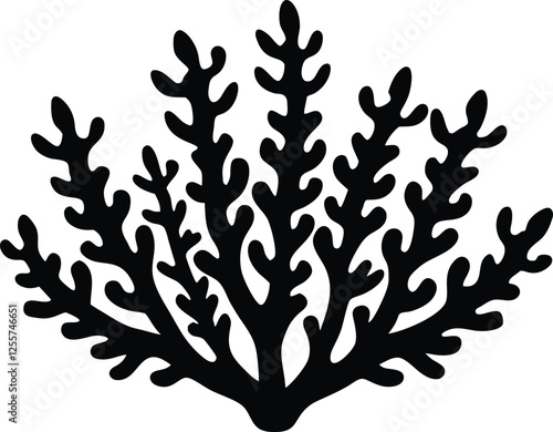 coral algae silhouette,coral algae tree  simple flat vector